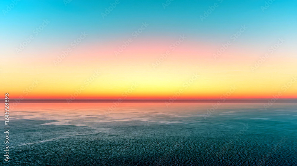 Fototapeta premium Pink and Blue Sunset over the Ocean: A Serene Seascape Photography