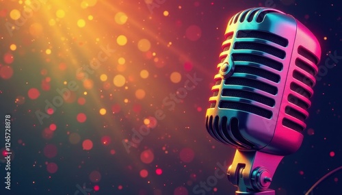 Retro microphone graphic, stylized vector sign for music , broadcast, download, symbol