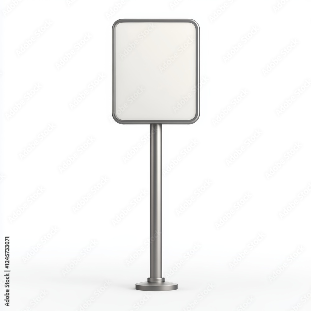 Blank Square Signpost Mockup of Empty Signage Modern Road Sign Metal Frame Isolated Wh Blank Square Signpost Mockup of Empty Signage Modern Road Sign Metal Frame Isolated Wh