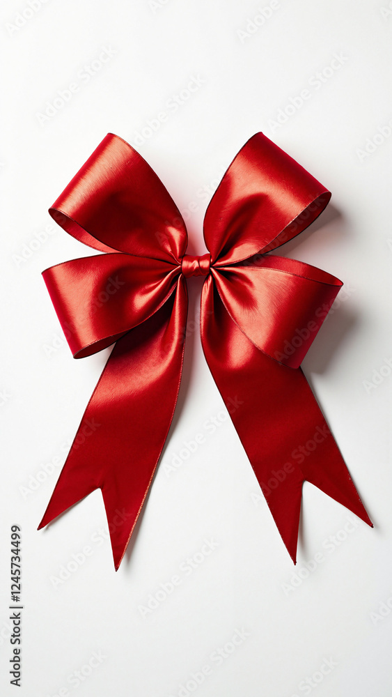 Elegant Red Ribbon Bow Isolated on White: Perfect for Gift Packaging, Holiday Marketing, and Festive Designs Elegant Red Ribbon Bow Isolated on White: Perfect for Gift Packaging, Holiday Marketing, and Festive Designs