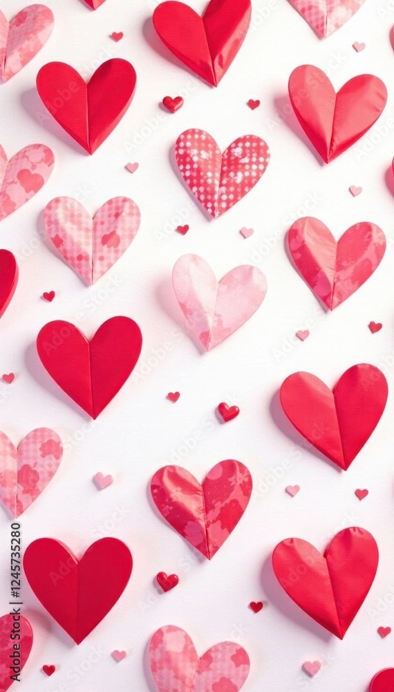 Red & pink hearts pattern on white background, relationship, backdrop, seamless Red & pink hearts pattern on white background, relationship, backdrop, seamless