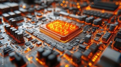 Glowing Circuit Board: A Close-Up of Advanced Technology