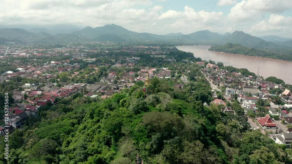 aerial view of the luang prabang city aerial view of the luang prabang city