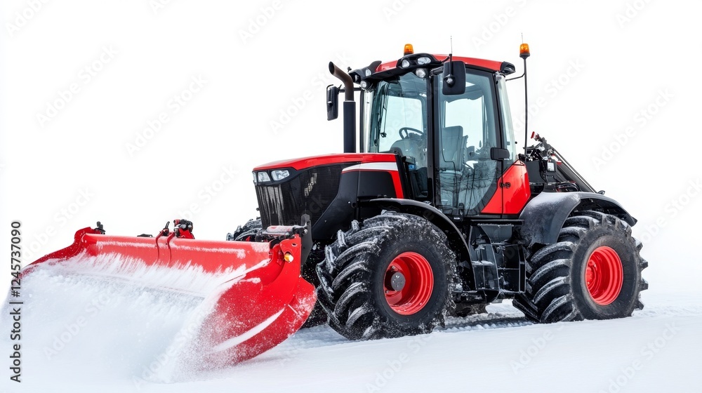 Powerful Red Tractor Cleared Snow Powerful Red Tractor Cleared Snow