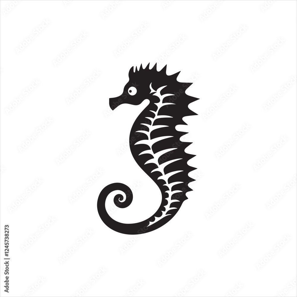 Fototapeta premium Simple Professional Seahorse Icon with Clean Black Lines