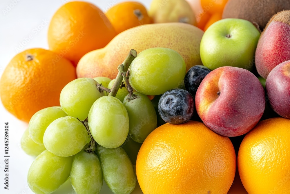 Fresh fruit bowl studio shot, vibrant colors, white background, healthy eating Fresh fruit bowl studio shot, vibrant colors, white background, healthy eating