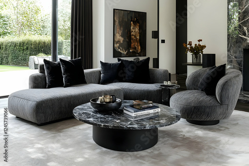 Modern sectional sofa in luxury living room photo