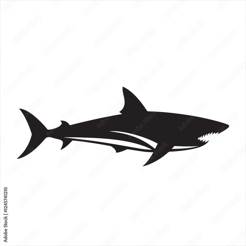 Solid Black Shark Silhouette for Modern Brand Identity Solid Black Shark Silhouette for Modern Brand Identity