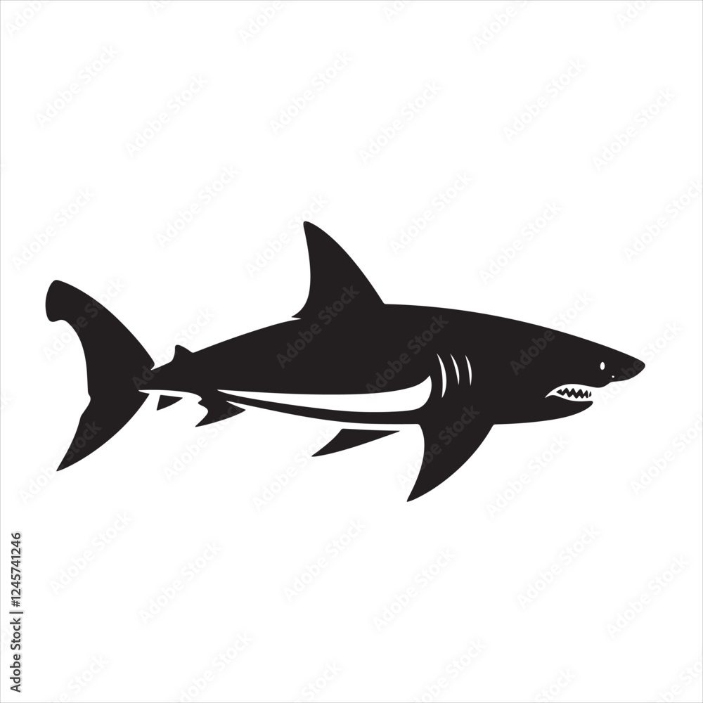 Solid Black Shark Silhouette for Modern Brand Identity Solid Black Shark Silhouette for Modern Brand Identity