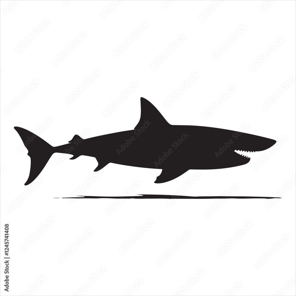 Fototapeta premium Minimalist Black Silhouette Shark Vector for Branding