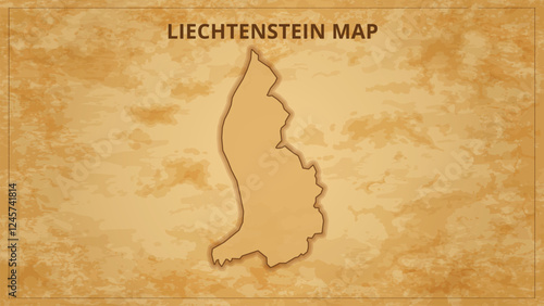A Vintage Map Depicting the Borders of the Liechtenstein. Liechtenstein map with federal states in A vintage map based background, Political Liechtenstein Map