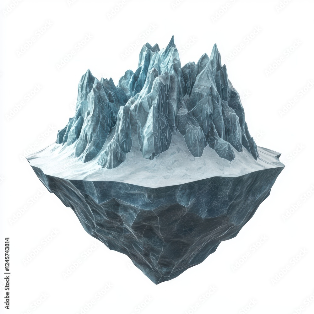 Obraz premium floating iceberg with a jagged shape, isolated on white