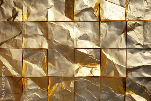 Gold foil squares texture background photo