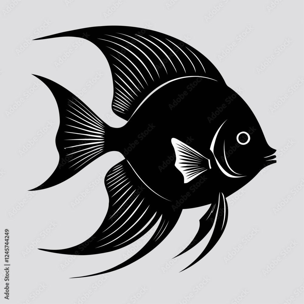 vector illustration of a black fish vector illustration of a black fish