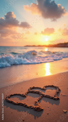 Romantic Beach Hearts at Sunset: Valentine's Day Getaway Inspiration for Couples and Travel Agencies