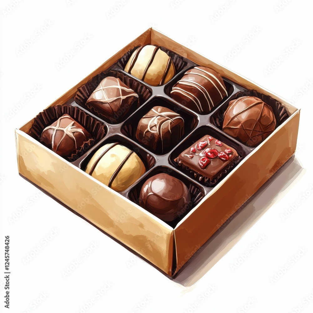 Assorted chocolates in elegant box. Assorted chocolates in elegant box.
