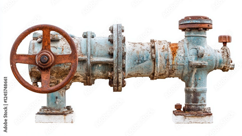 Rusty Industrial Pipeline with Valves Rusty Industrial Pipeline with Valves
