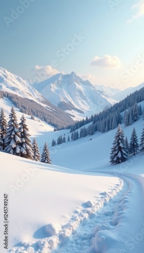 Wallpaper Mural Snowy landscape with metallic copper hills and trees in the background, snow, hills Torontodigital.ca