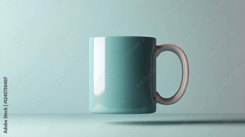Minimalistic turquoise coffee mug design. Minimalistic turquoise coffee mug design.