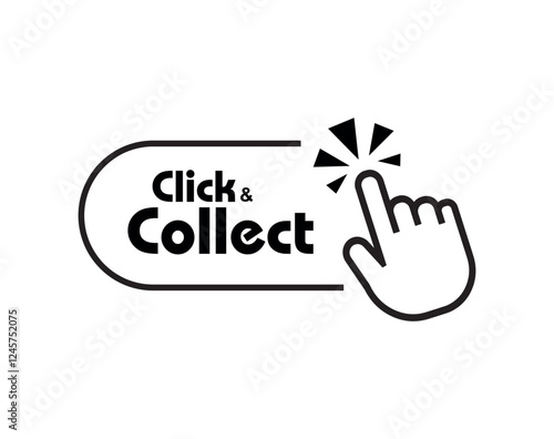 Click and collect sign on white background	