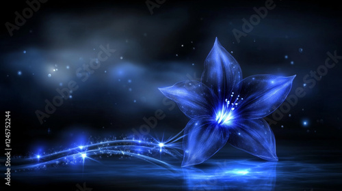 Wallpaper Mural Blue glowing flower with sparkling effects Torontodigital.ca