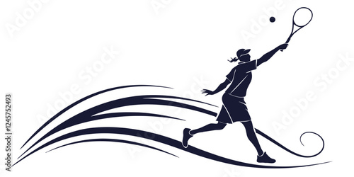 Wallpaper Mural Tennis Player Silhouette: Action Shot of Female Athlete Serving Ball with Racket, Dynamic Sports Illustration for Print & Web Design Torontodigital.ca