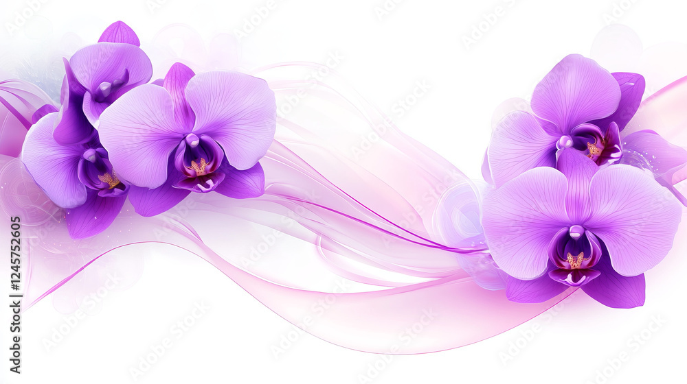 Obraz premium Purple orchids with flowing abstract background