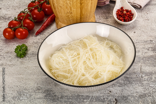 Glass noodle funchoza in the bowl photo