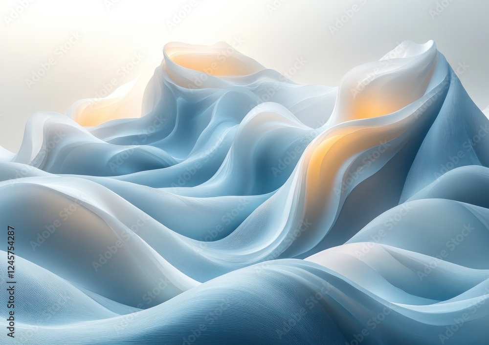 Fototapeta premium Soft Pastel Blue Abstract Landscape Background Winter Design with Gradient Texture for Graphic Elements and Text