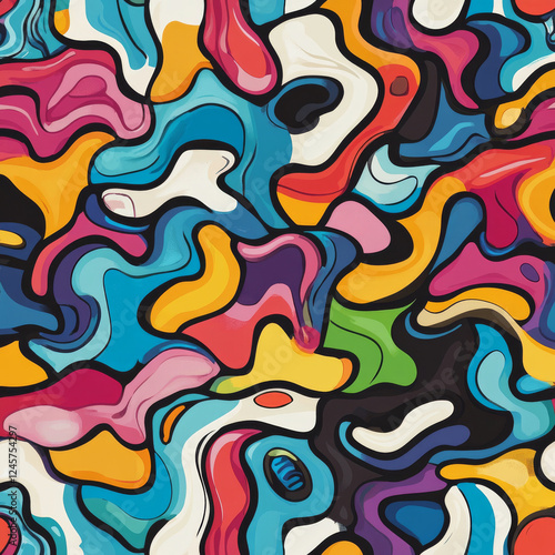 Wallpaper Mural Colorful abstract pattern with fluid shapes Torontodigital.ca