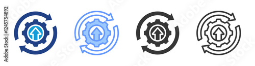Process Optimization icon set multiple style collection