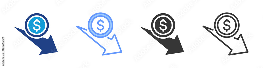 Cost Reduction icon set multiple style collection Cost Reduction icon set multiple style collection