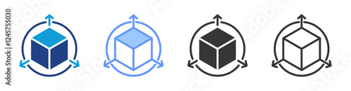 3D Visualization icon set multiple style collection