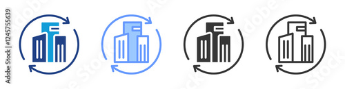 Asset Lifecycle icon set multiple style collection