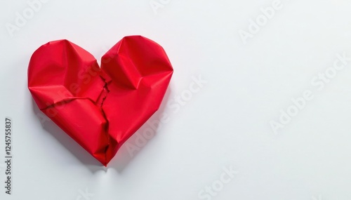 Wallpaper Mural Crumpled red paper heart, isolated on white Broken romance, sadness , paper, divorce, heartbreak Torontodigital.ca