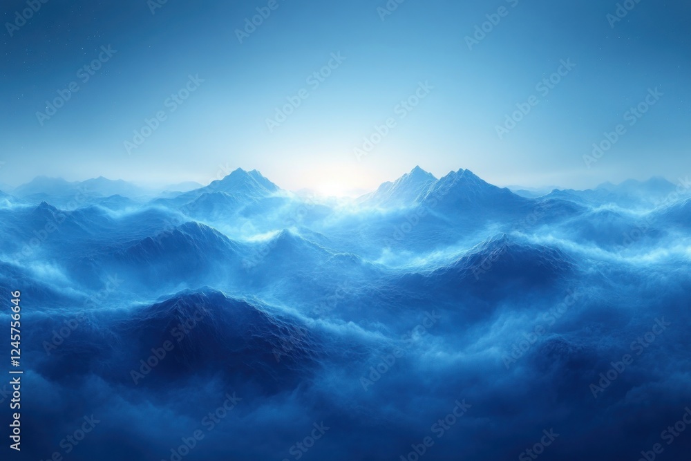 Fototapeta premium Minimalist Blue Gradient Background with Soft Diffused Lighting for Design and Exhibition