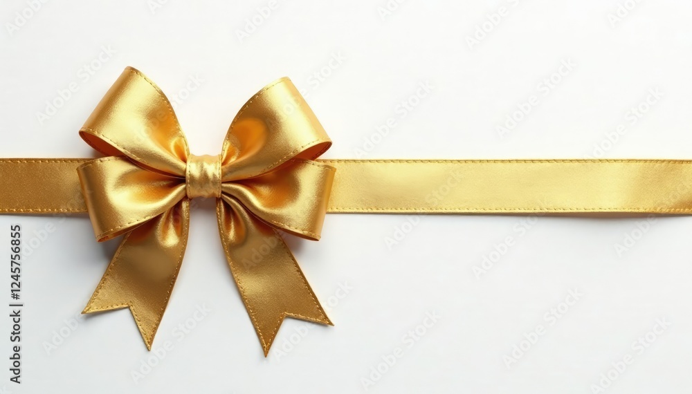 Golden bow with intricate details on a crisp white background, gold, bow Golden bow with intricate details on a crisp white background, gold, bow