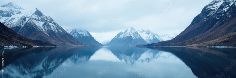 custom made wallpaper toronto digitalSnowy peaks reflected in calm fjord lake surface, water, reflection, scenery