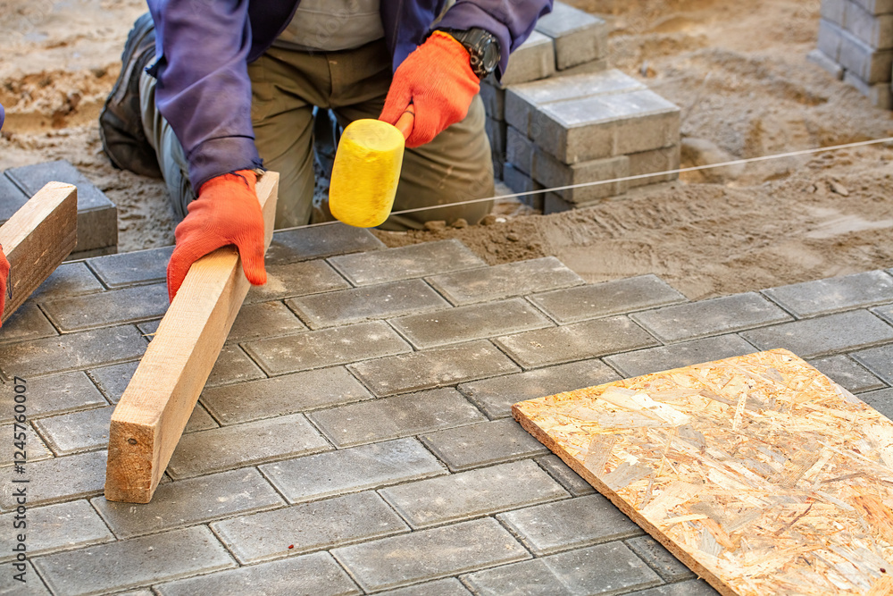 Crafting a strong foundation with precision in masonry at a construction site