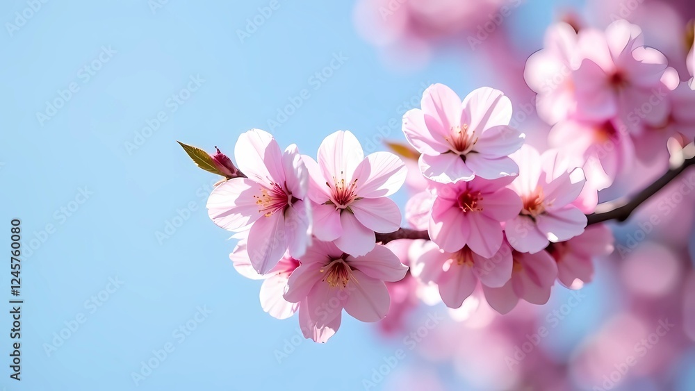 Cherry Blossom Festival. Flowers against a clear blue sky with space for text Cherry Blossom Festival. Flowers against a clear blue sky with space for text