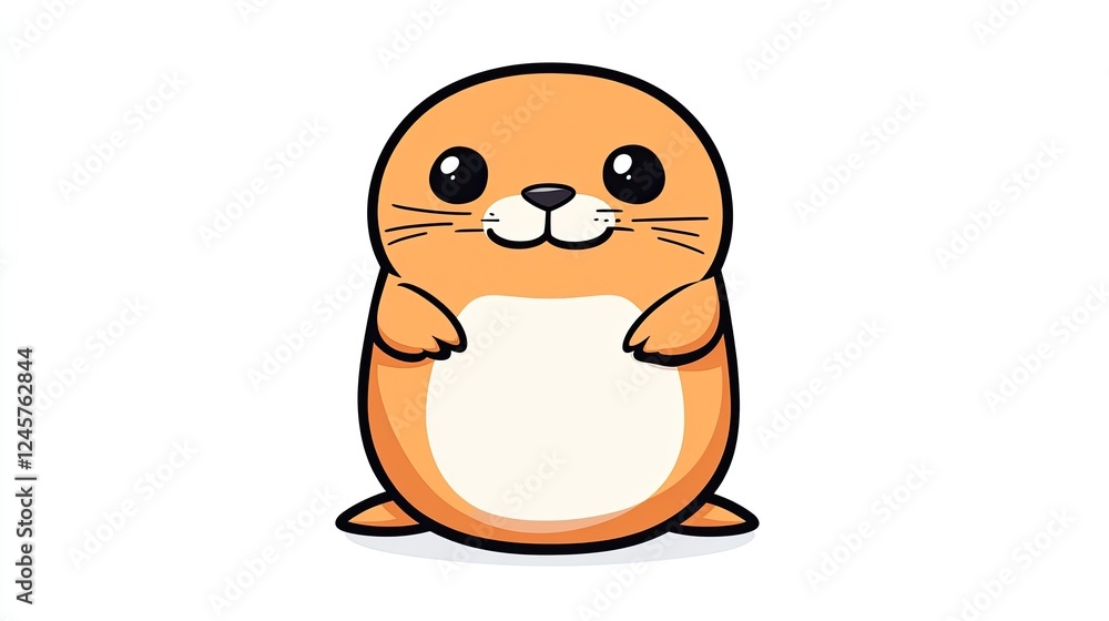 Cute cartoon otter character with a round body and cheerful expression on a plain background Cute cartoon otter character with a round body and cheerful expression on a plain background