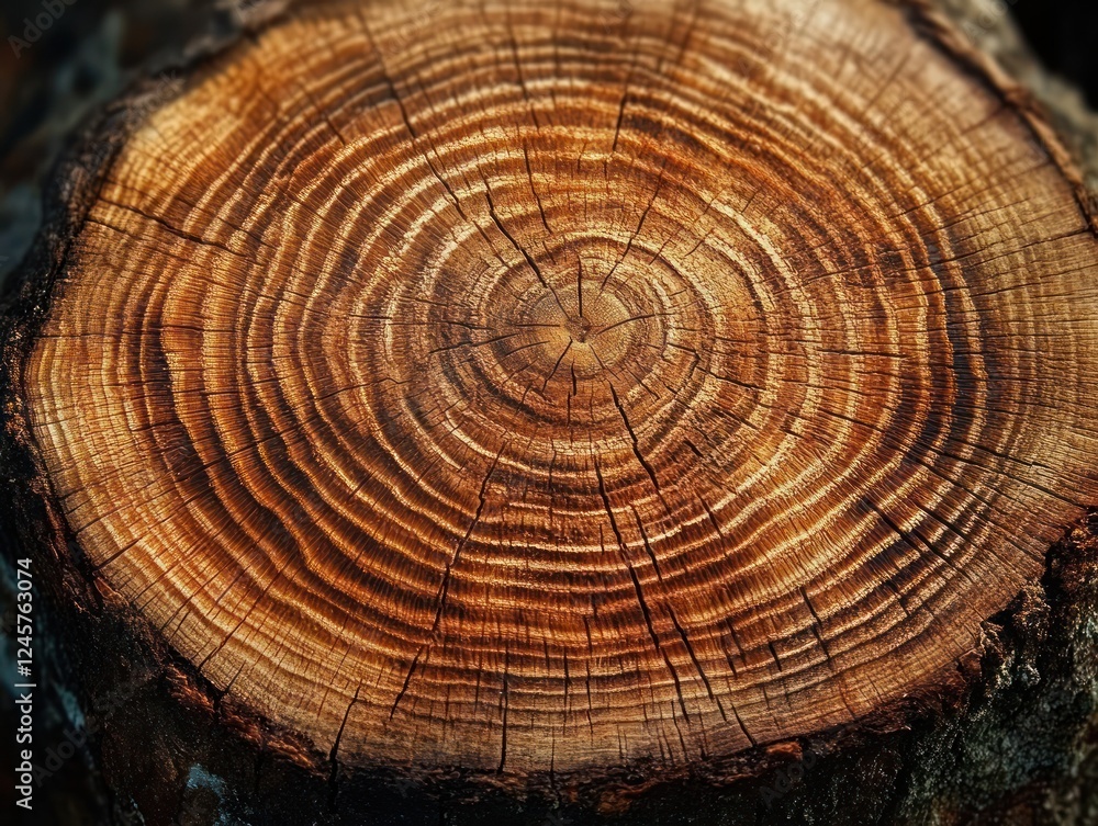 Close-up View of Tree Stump with Annual Rings in Brown Wood Texture Close-up View of Tree Stump with Annual Rings in Brown Wood Texture