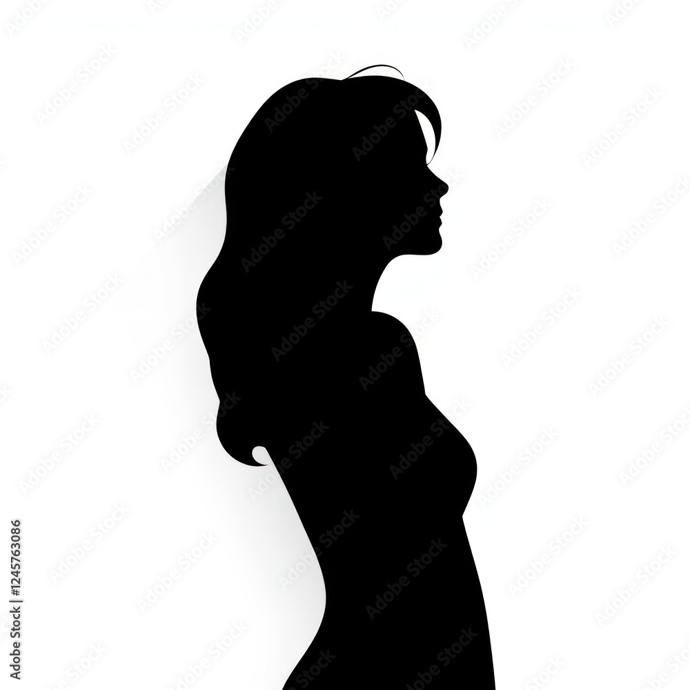 A striking female silhouette captures the essence of femininity and strength, depicted in an elegant minimalist style against a clean background, emphasizing graceful curves A striking female silhouette captures the essence of femininity and strength, depicted in an elegant minimalist style against a clean background, emphasizing graceful curves