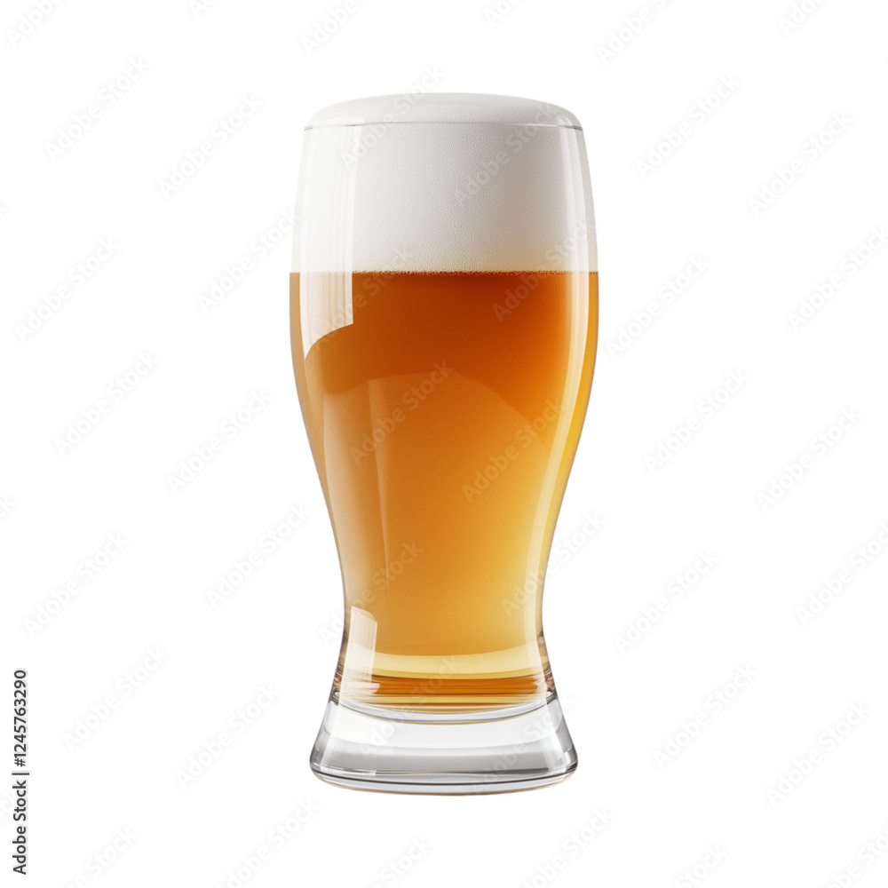 Glass of cold beer with foam, bubbles in drink, isolated on white background Glass of cold beer with foam, bubbles in drink, isolated on white background