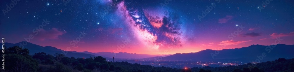paisaje con cielos luminoso y estrellas multicolores con un efecto sonoro, luces del cielo, estrellas multicolors paisaje con cielos luminoso y estrellas multicolores con un efecto sonoro, luces del cielo, estrellas multicolors