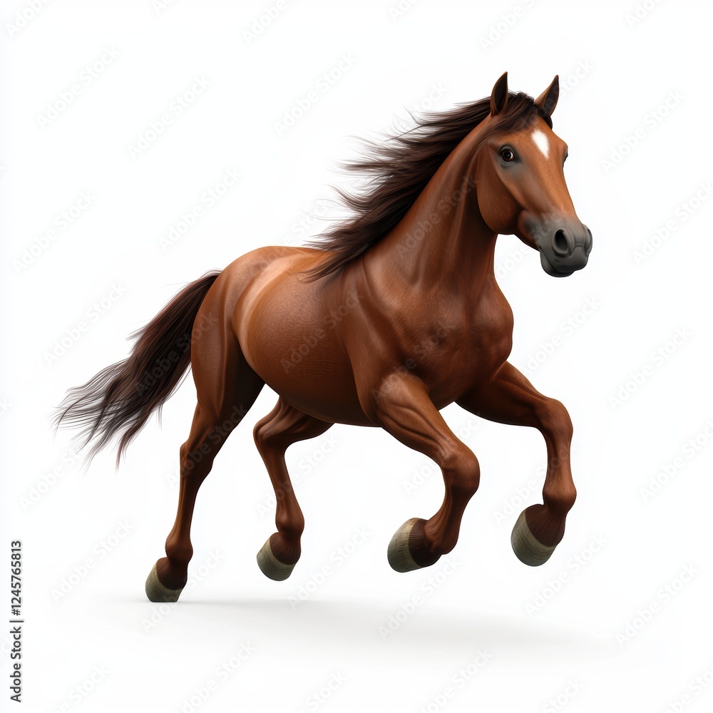 galloping wild horse in mid-stride, isolated on white galloping wild horse in mid-stride, isolated on white