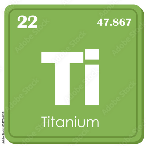 Titanium Chemical Element Square Icon in Periodic Table Isolated on White Background	