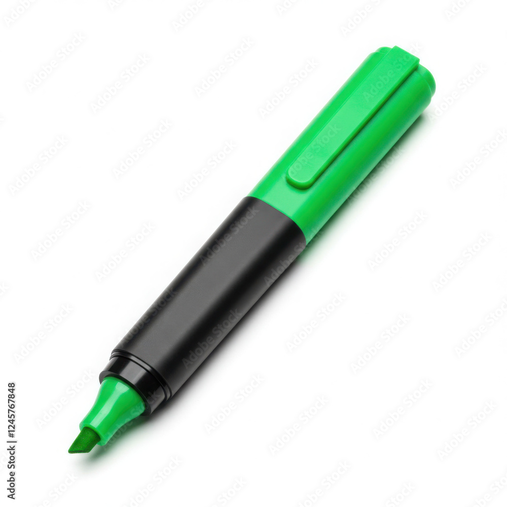 Bright green highlighter marker with chisel tip, isolated on white Bright green highlighter marker with chisel tip, isolated on white