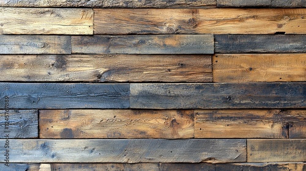 Naklejka premium Rustic Wooden Wall Texture: Aged Brown Planks Background - Perfect for Interior Design