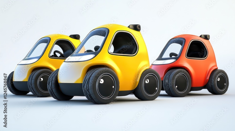 Micro electric vehicles with futuristic designs, showcasing efficient energy use and smart features